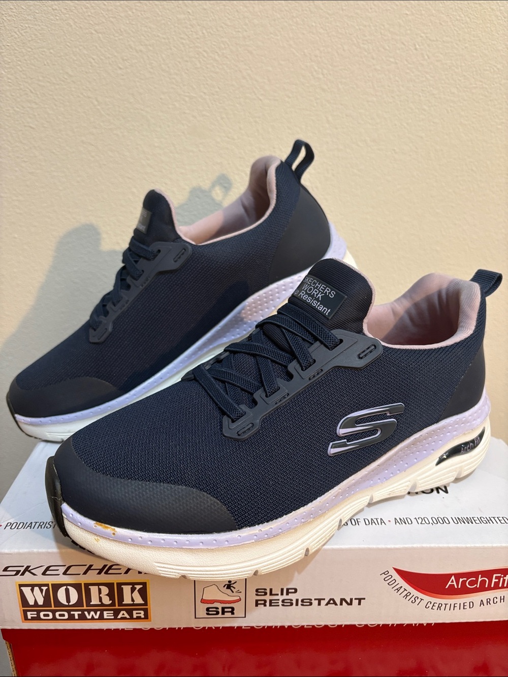 Skechers Women’s Navy Slip On Athletic Work Sneakers